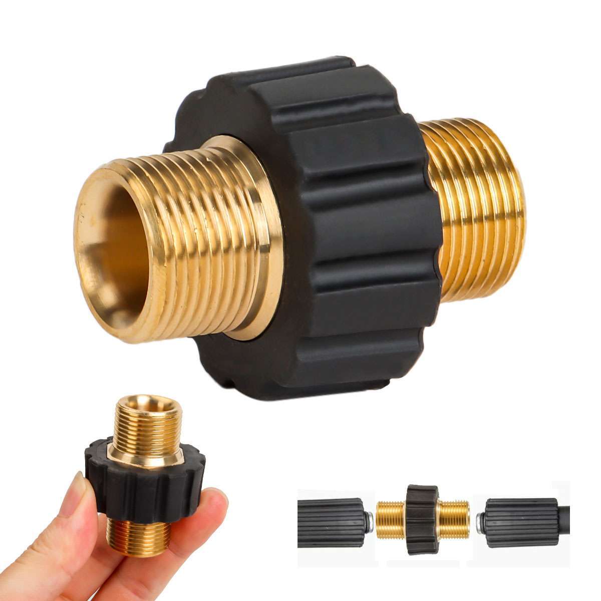 Brass Pressure Washer Connector Quick Connect Fitting M22-14mm Hose Adapter