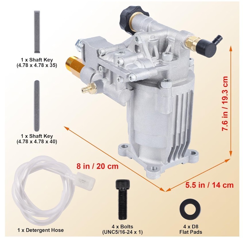 3/4″ Horizontal Pressure Washer Pump 3400 PSI 2.5 GPM Replacement