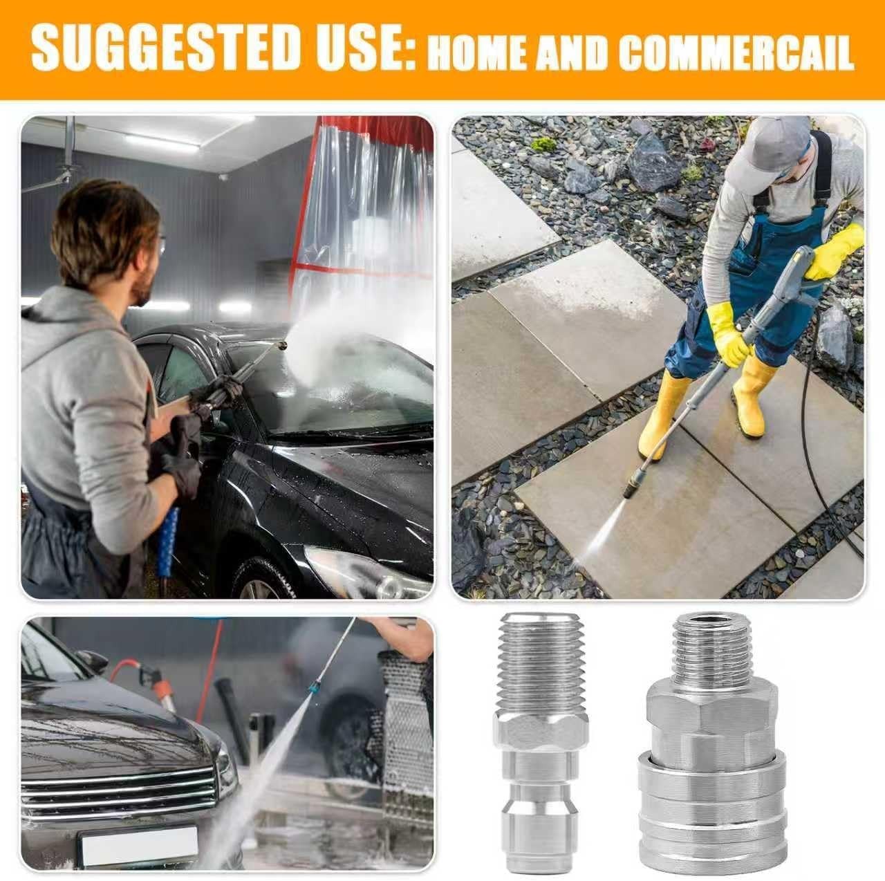 8 Pack 1/4″ Pressure Washer Quick Connect Fittings 5000 PSI Stainless Steel