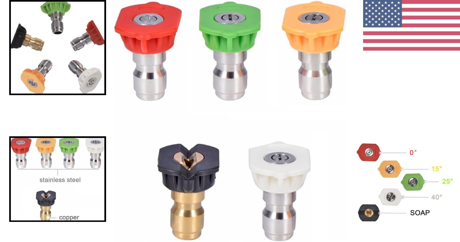 5-Piece Pressure Washer Nozzle Tips Set – High Performance 4000 PSI & 2.5 GPM