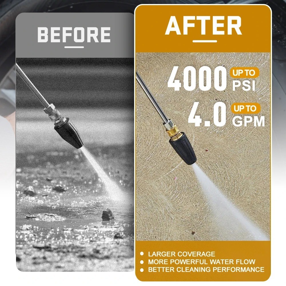 4.0GPM High Pressure Washer Rotating Turbo Nozzle Spray Tip 4000PSI 1/4″ Quick