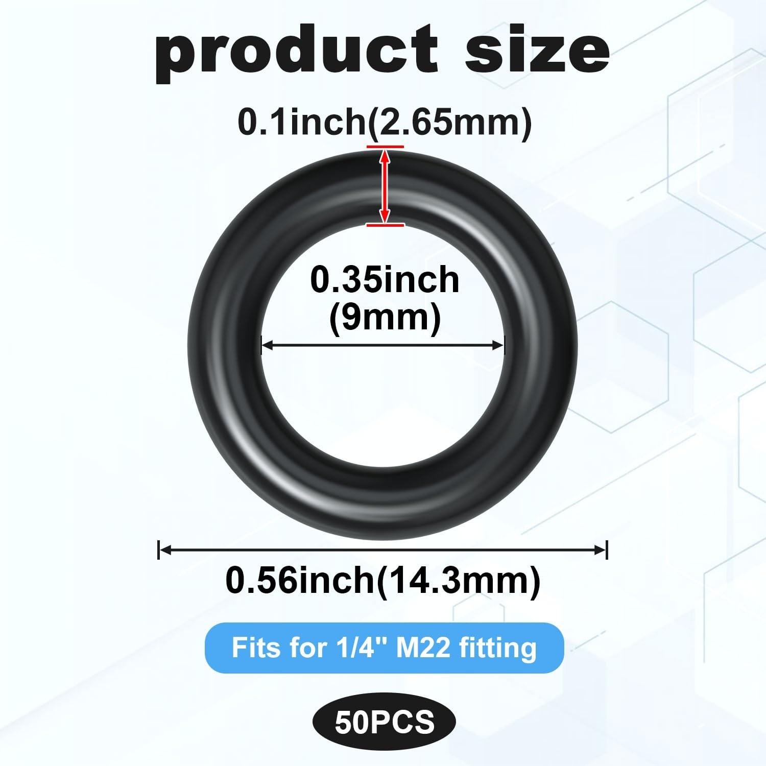 50 Pack Thickened O-Rings Power Pressure Washer for 1/4″, M22 Quick Connect Cou