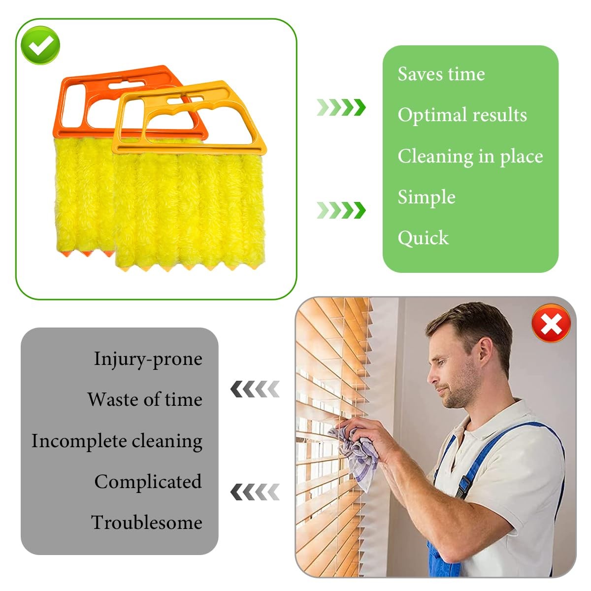 DXNQ 2 PCS Blind Cleaner Duster Tool, Window Venetian Hand-held Orange+yellow