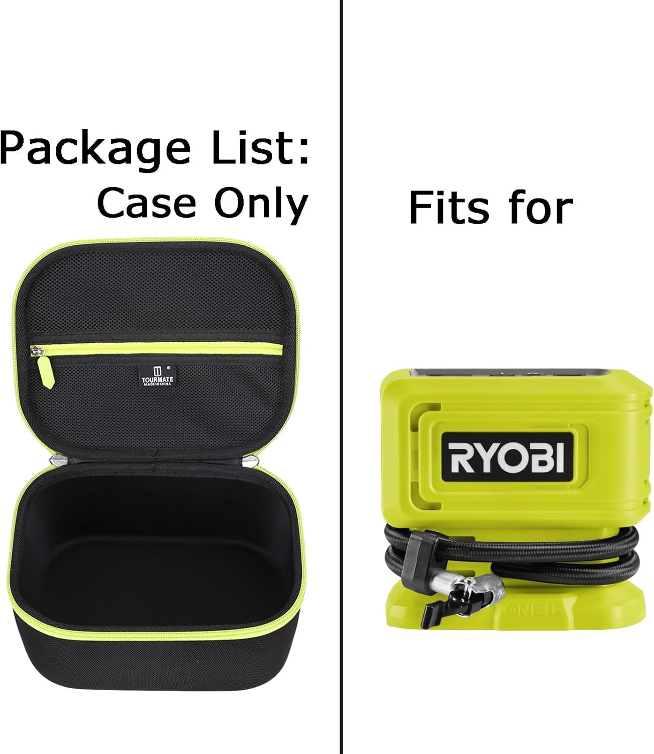 Hard Carry Case for Ryobi 18V Digital Inflator, Black/Green