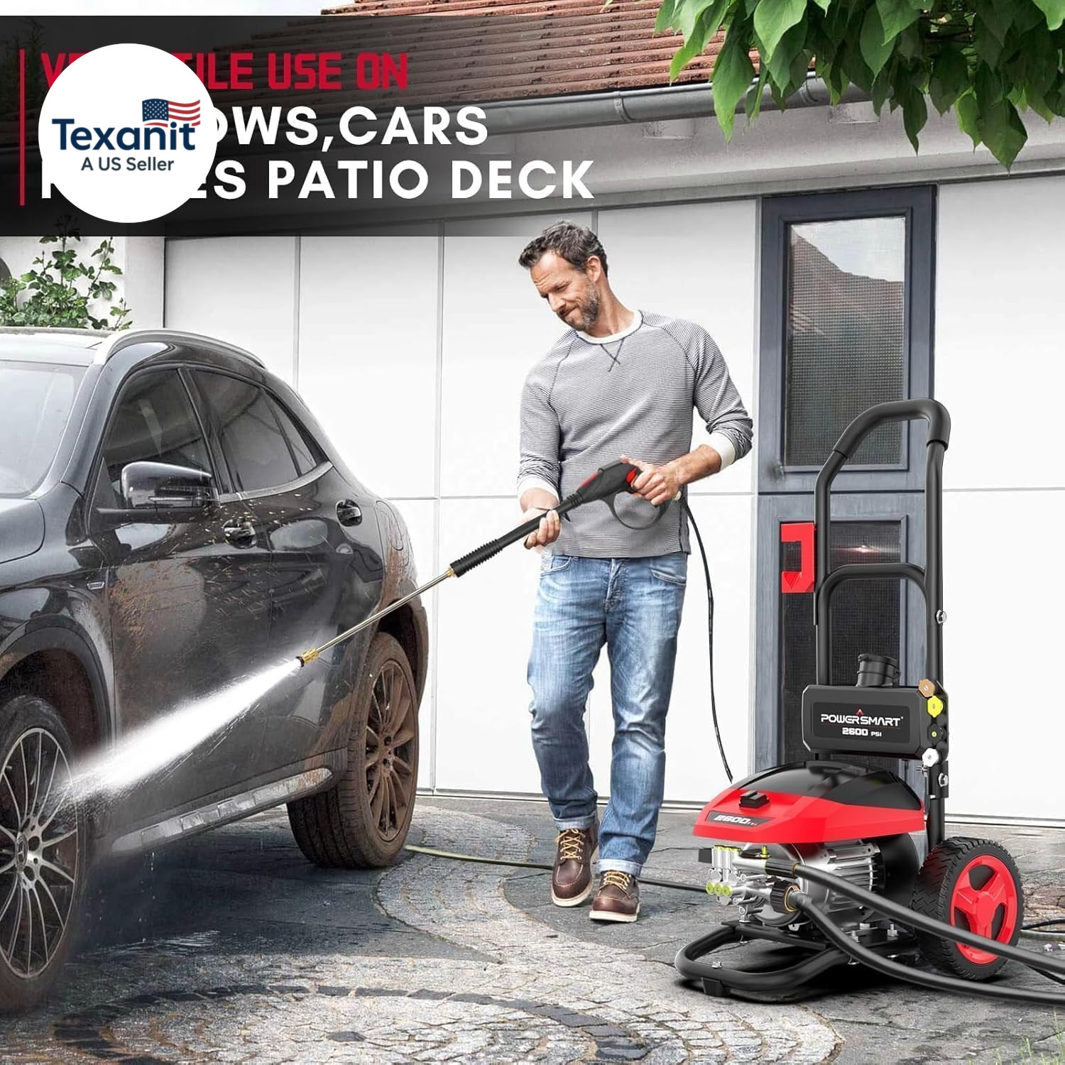 DB1002 2600 PSI Electric Pressure Washer with Induction Brushless Motor,3.0 GPM