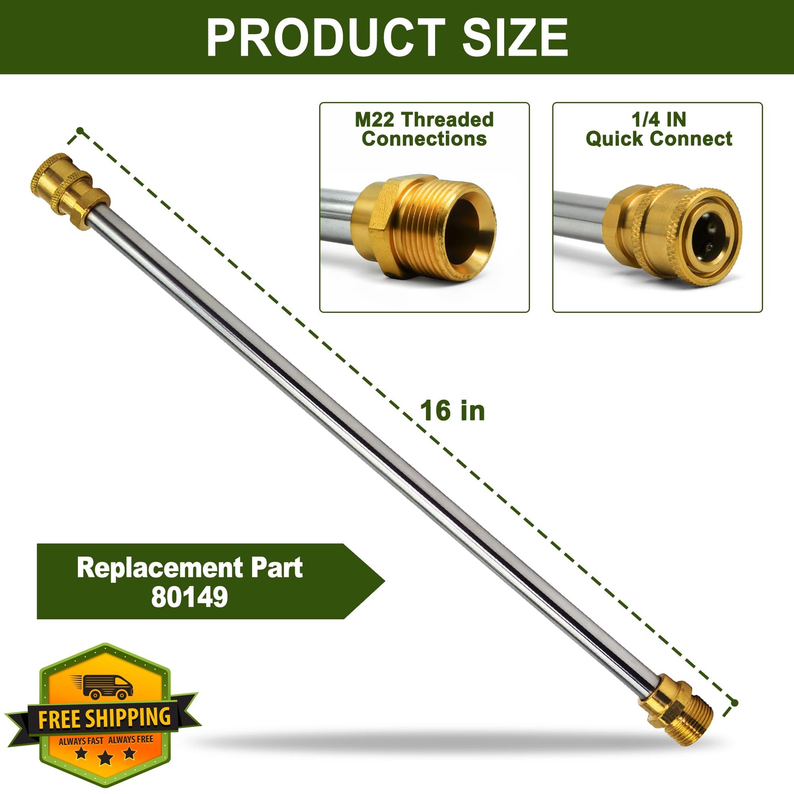 16-Inch Pressure Washer Wand, Replacement for Simpson Cleaning 80149, Fit for…