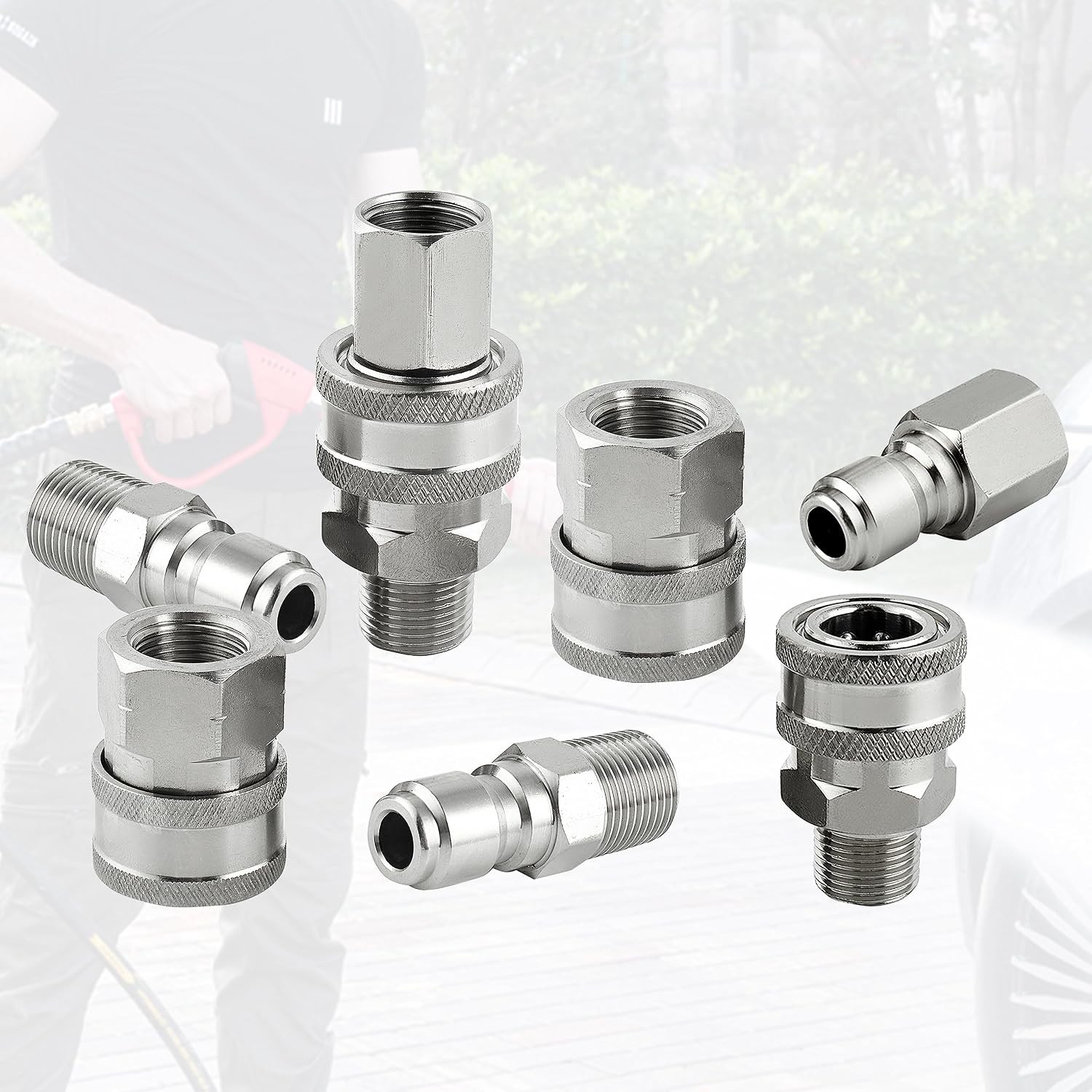 3/8″ Pressure Washer Quick Connect Adapter Set Stainless Steel 8PCS 5000 PSI