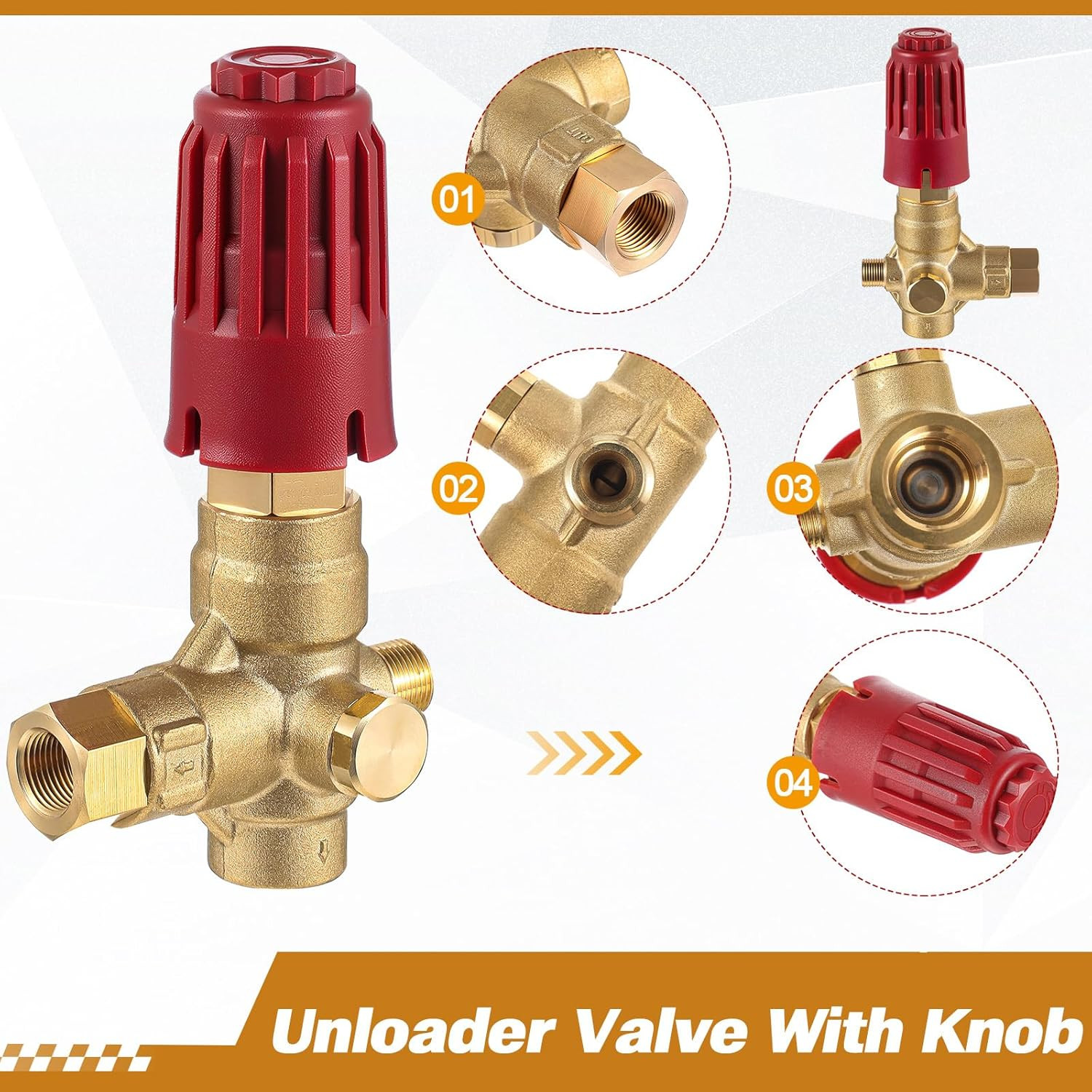 2Pc 350 Unloader Valve Pressure Washer Pump 5650 PSI Brass Adjustable Knob