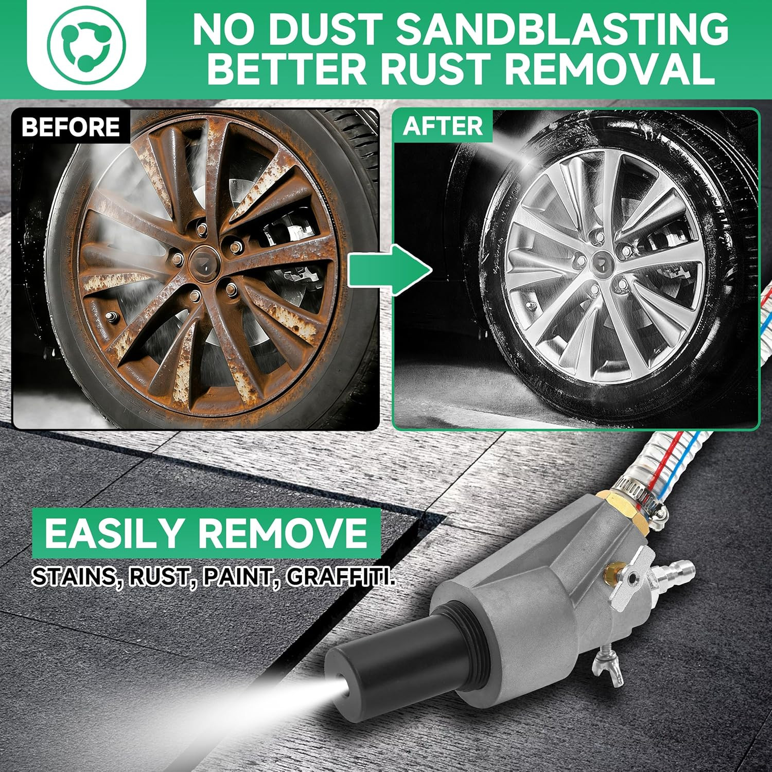 Pressure Washer Sandblasting Kit, Wet Sand Blaster for Pressure Washer with 18 F
