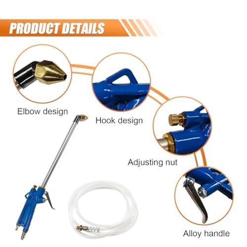 High-Pressure Car Engine Cleaning Spray Gun with 4Ft Hose, Pneumatic Dust Blower