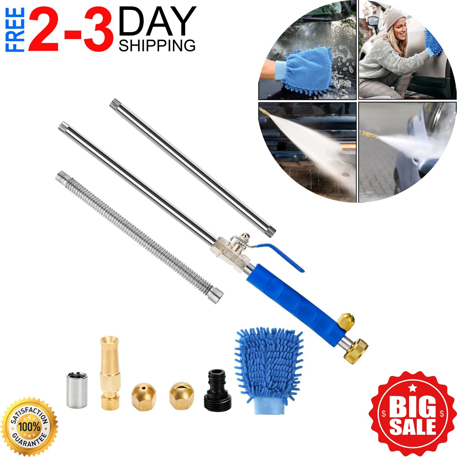 Hydro Jet High Presure Power Washer Wand Jet Nozzle Washer for Garden Hose Water