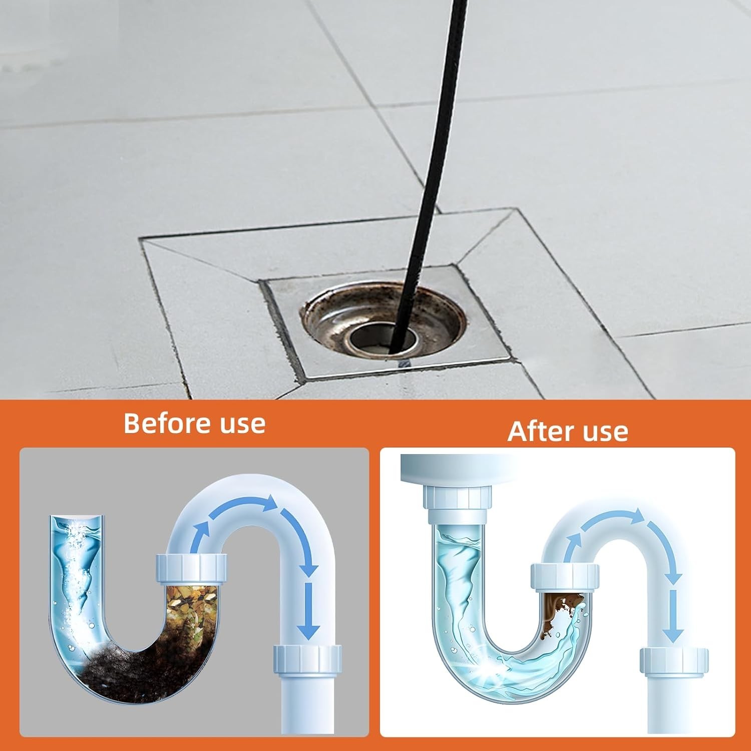 Sewer Jetter Kit for Pressure Washer, 100FT Drain Cleaner Hose 5800PSI with 1/4