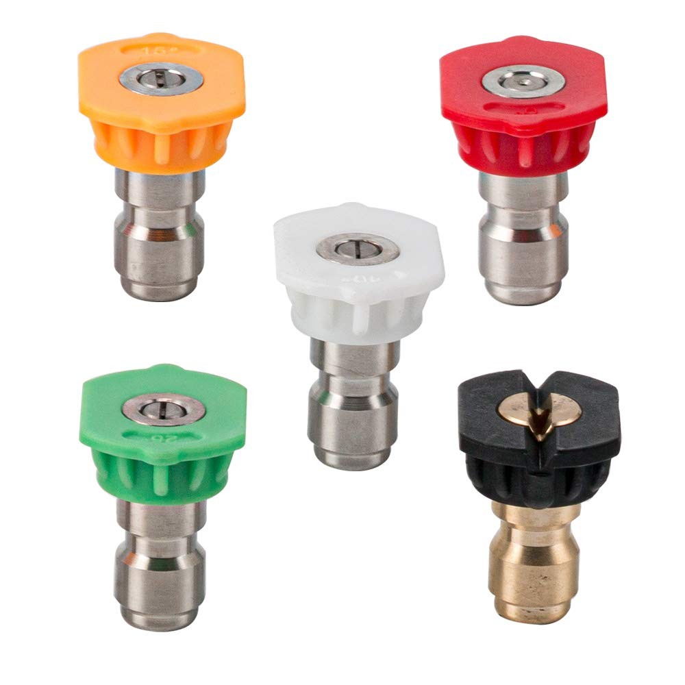 5 Pack Pressure Washer Tips Quick Connect Nozzle Tips Multi-Angles for Car Wash