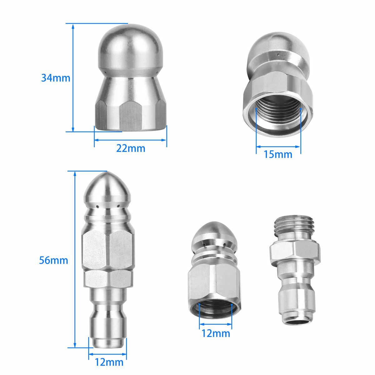 1/4” 3/8″ Sewer Jetter Rotating Nozzle for Pressure Washer Connect for Drain US