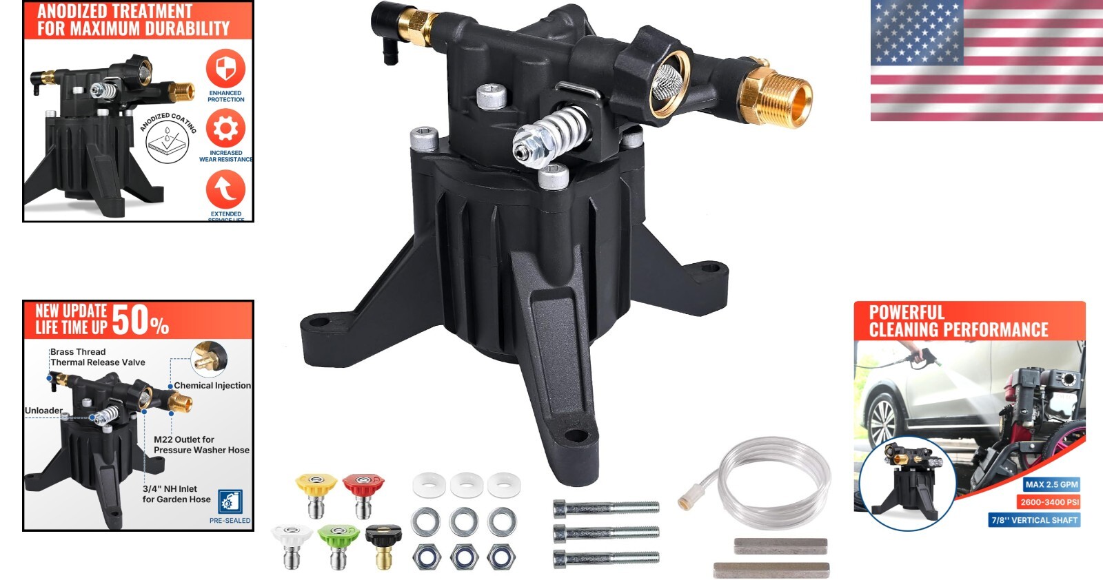 Upgrade to 3400 PSI Vertical Pressure Washer Pump – Fits Ryobi, Honda, Craftsman