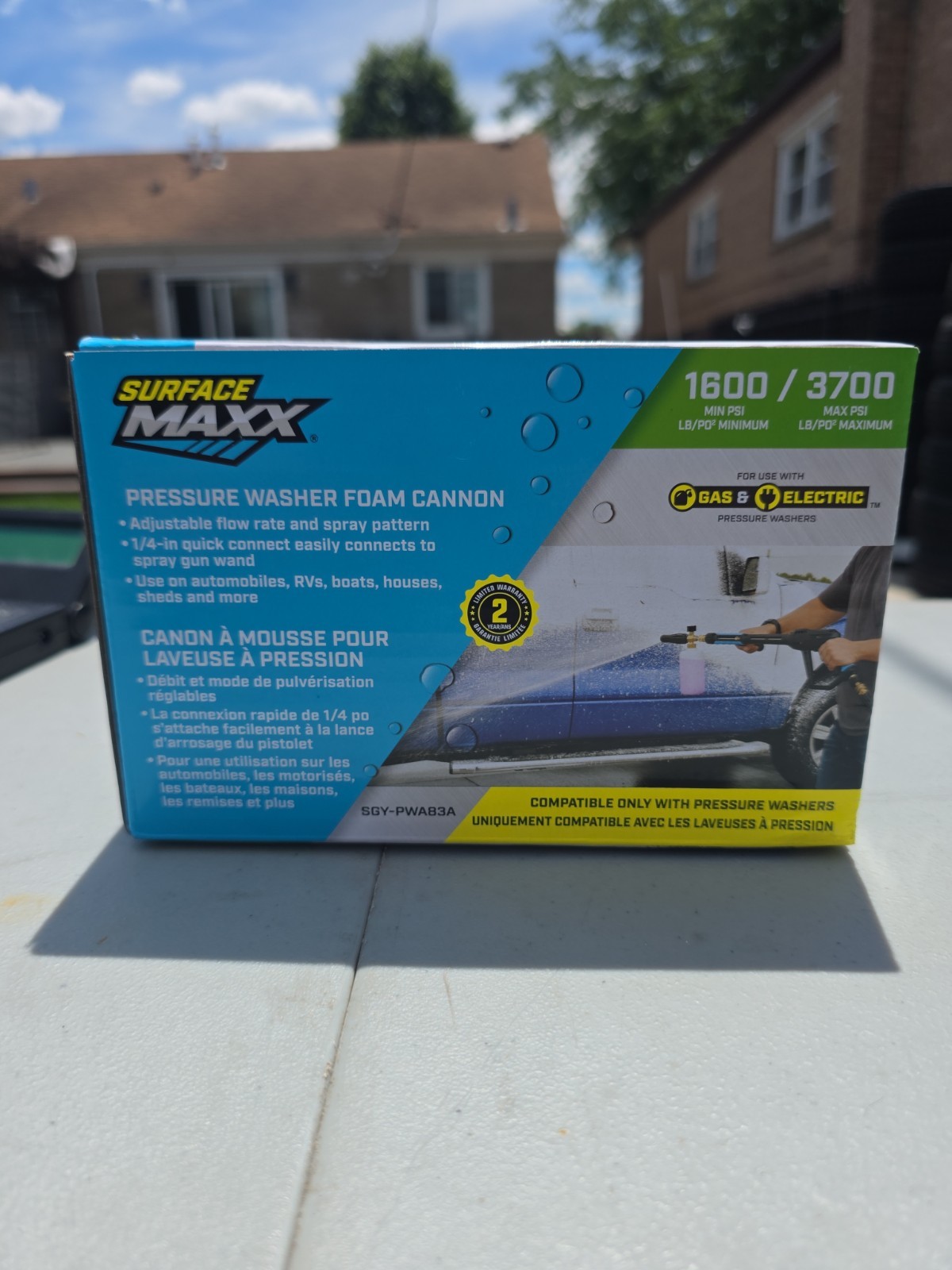 SurfaceMaxx 3700-PSI 1/4-in Pressure Washer Foam Cannon – Soap Sprayer NEW