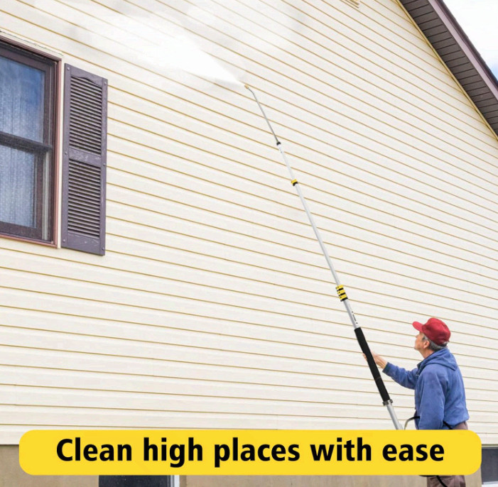 24FT Telescoping Pressure Washer Wand Kit w/Gutter Cleaner & 5 Nozzle Tips
