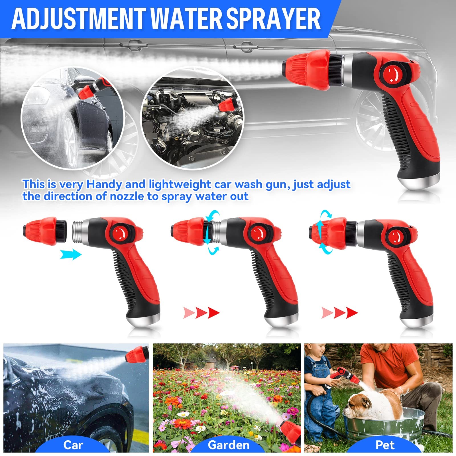 Car Wash Foam Gun/Hose Sprayer, 16 IN 1 Foam Cannon for Car/Garden Cleaning