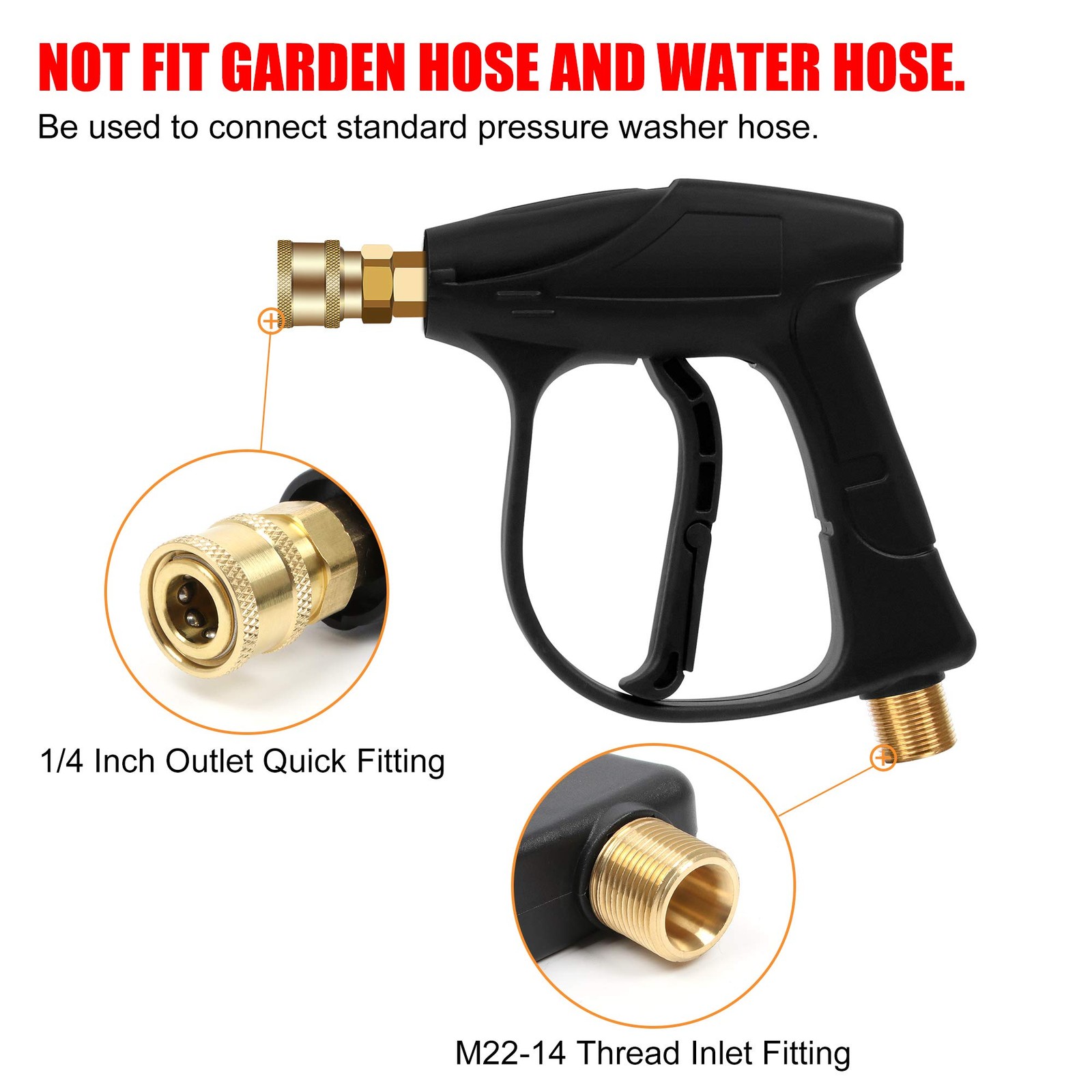 High Pressure Washer Gun 4350PSI with 5 Nozzles & M22 Brass Coupler