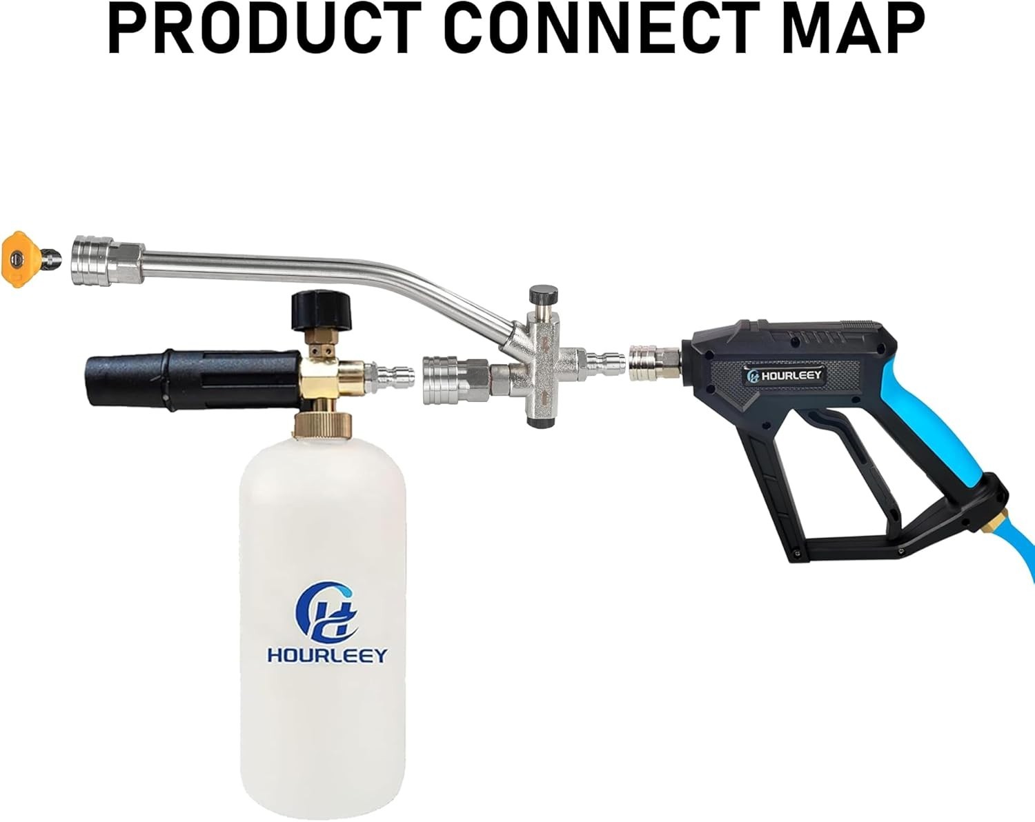 Effortless Foam Cleaning: Dual-Connector Pressure Washer Unit with 5 Nozzle Tips