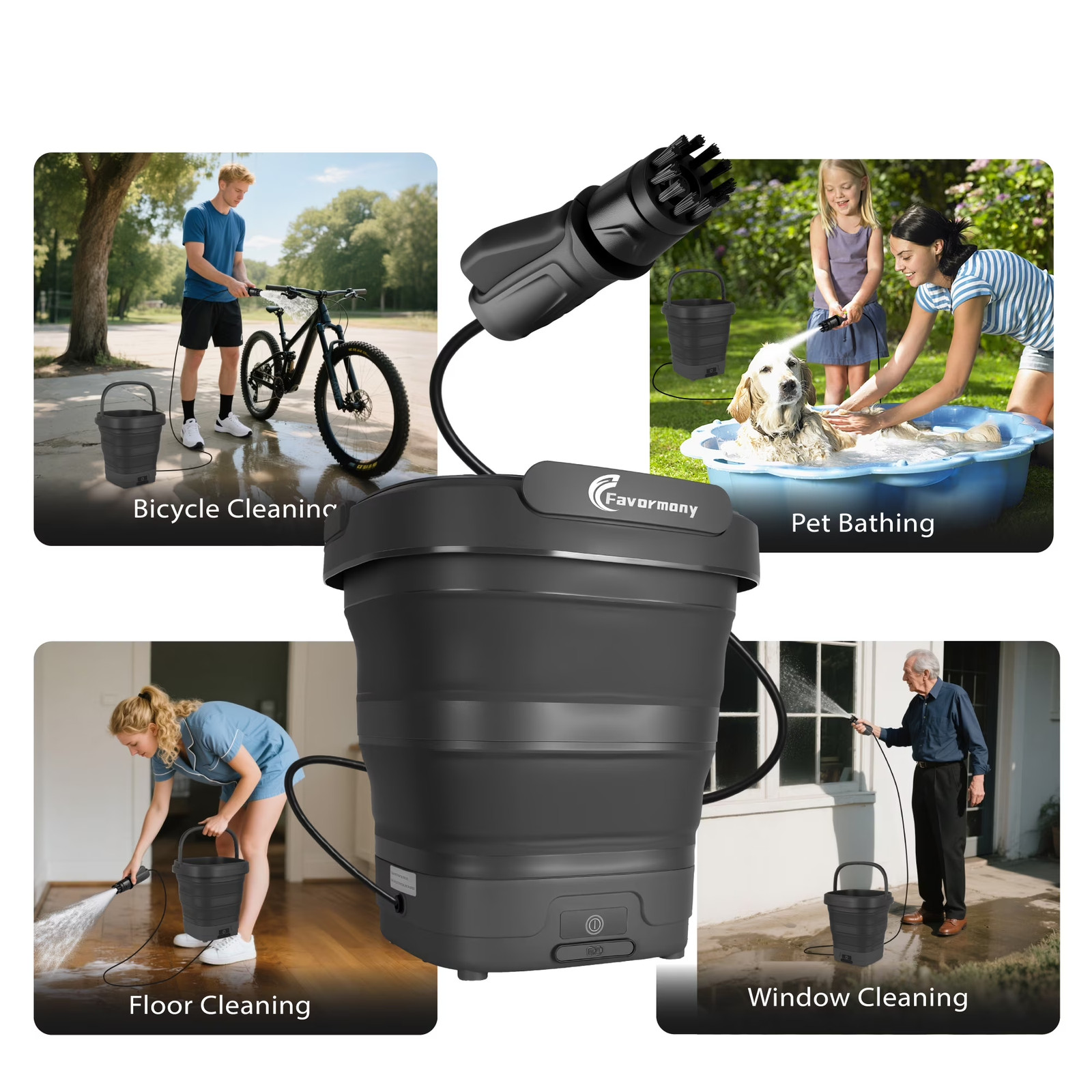 LovoIn Fold Cordless Electric Pressure Washer With 1Gal Tank, 290 psi