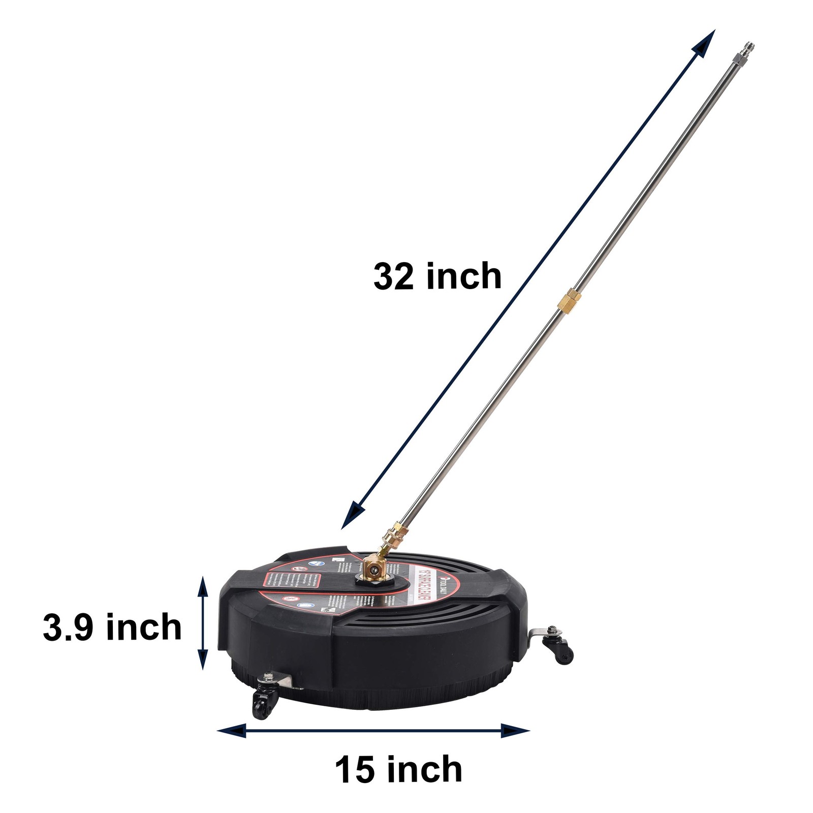 15 Inch Pressure Washer Surface Cleaner With 3 Wheels 2 Extension Wands Surface