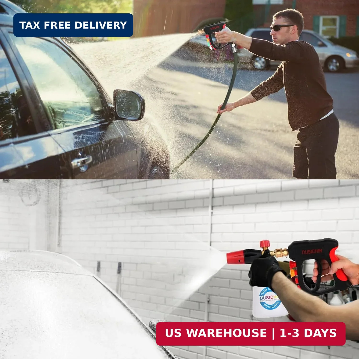DUSICHIN Foam Cannon Short Pressure Washer Gun 1/4 Inch Quick Connector,Car Wash