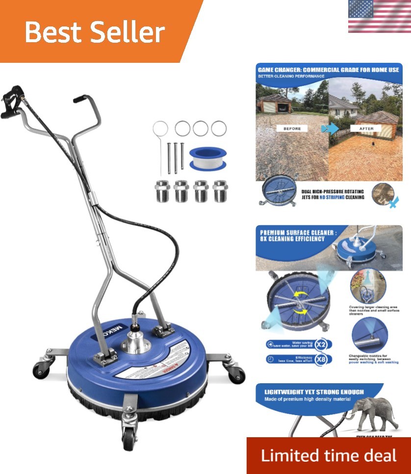 20” High-Speed Pressure Washer Surface Cleaner: Save Time & Water Effortlessly