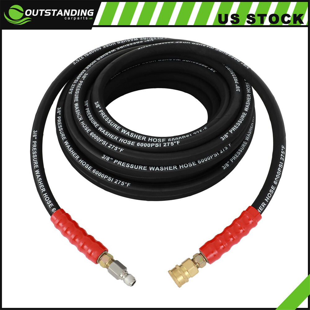 Hot Water Pressure Washer Hose 3/8″ x 50ft 6000psi 2-Braid R2 Black