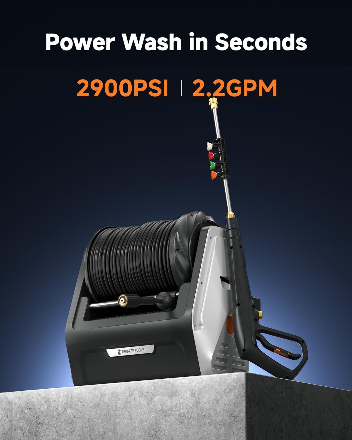 Wall Mounted Pressure Washer Essential W/ Upgraded 1800W Motor 2900 PSI 2.2 GPM