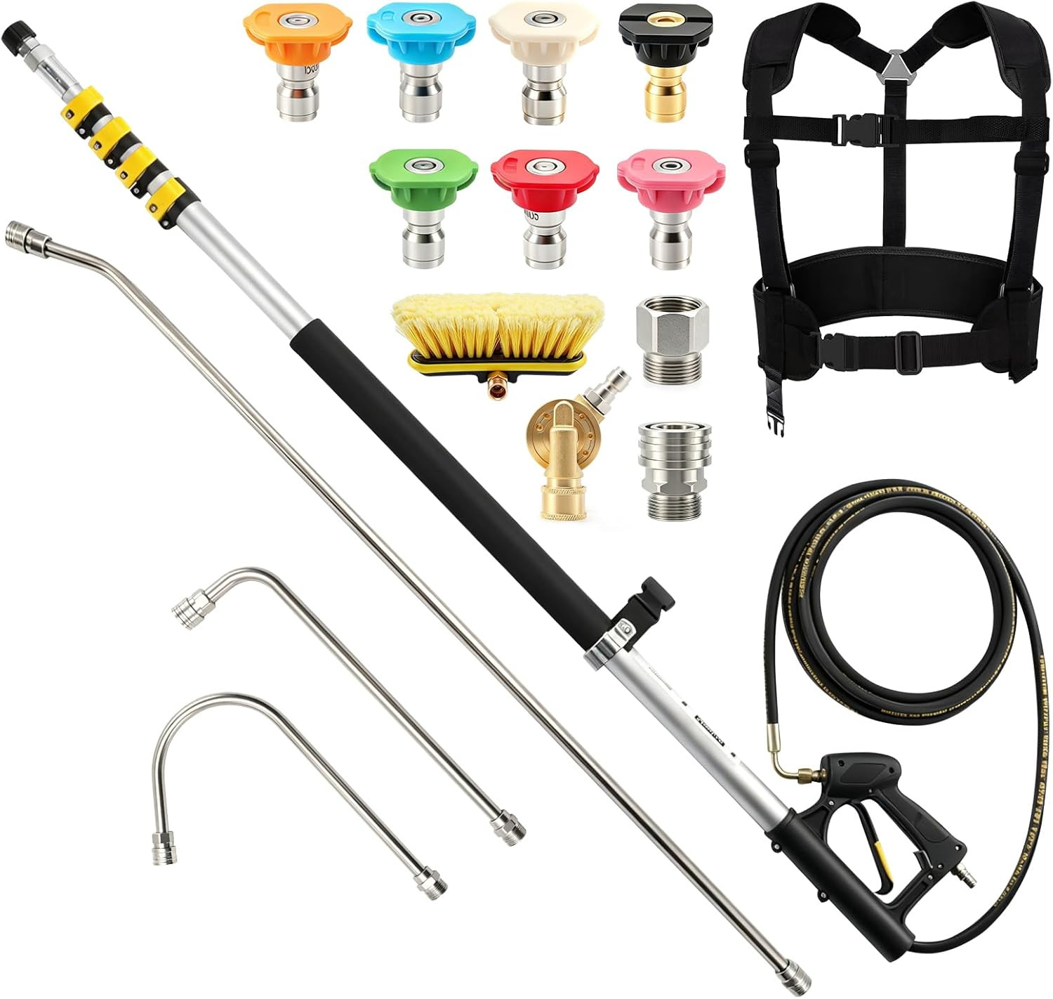 24 FT Aluminum Pressure Washer Telescoping Wand with 3 Pressure Washer Extension