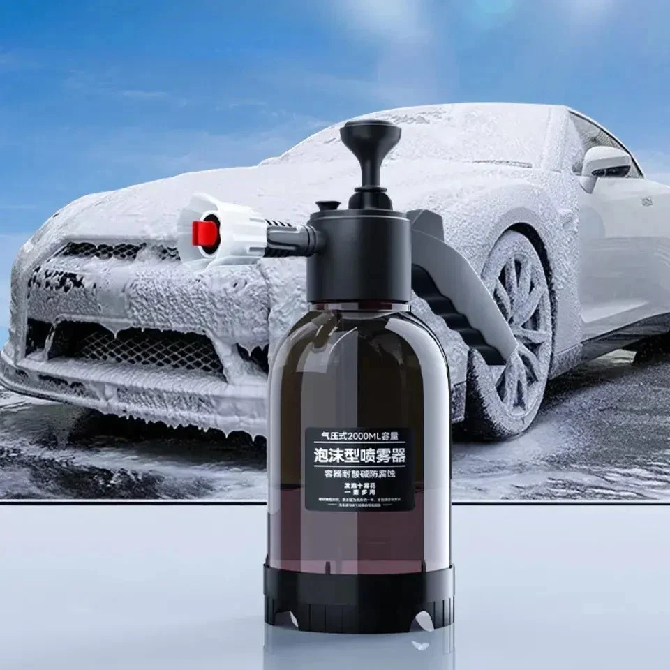 2L Hand Pump Foam Sprayer Snow Foam Cannon Car Wash Bottle w/ 3 Nozzles New