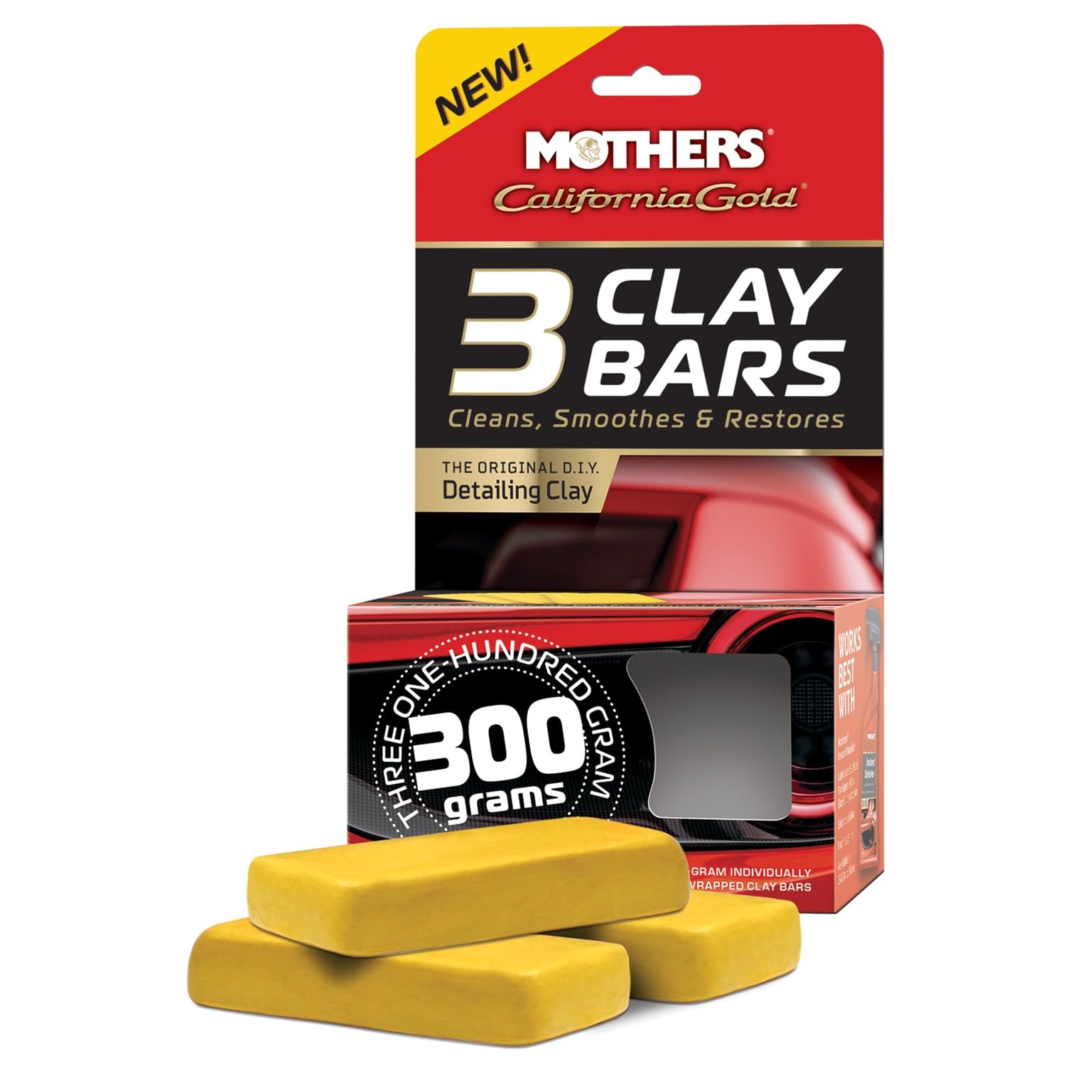 Mothers California Gold 3 Clay Bars, 3 100-gram — Removes Overspray, Brake…