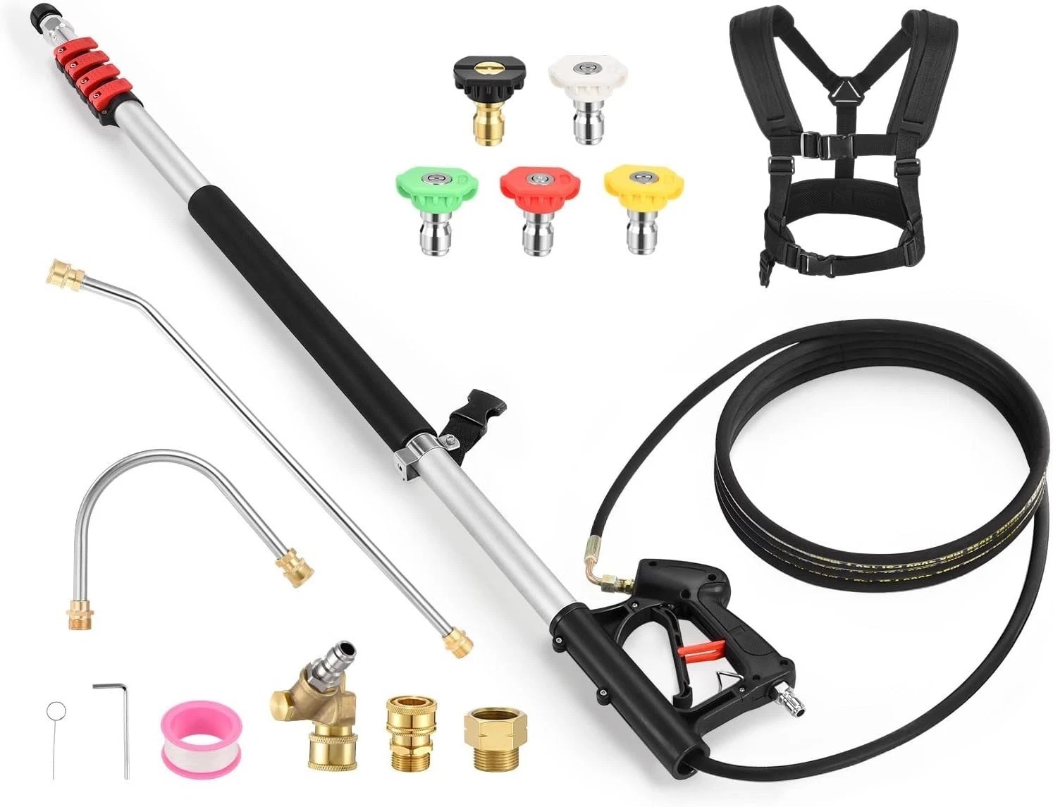 24FT Telescoping Pressure Washer Wand with 5 Nozzles for Effortless Cleaning