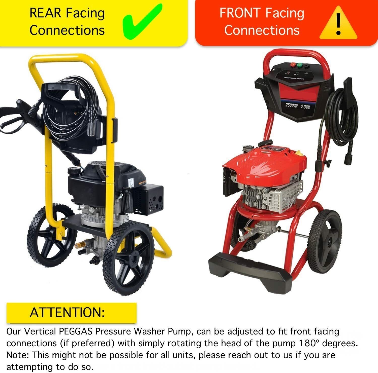 Pressure Washer Pump,Vertical 7/8″ Shaft, MAX 3000 PSI, 2.5 GPM, Rear Outlet