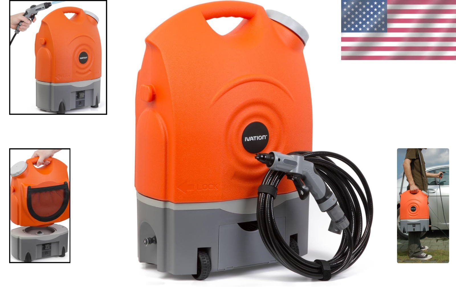 Multipurpose Portable Spray Washer w/ 4.5 Gal Tank – 130.5 PSI, Battery Powered