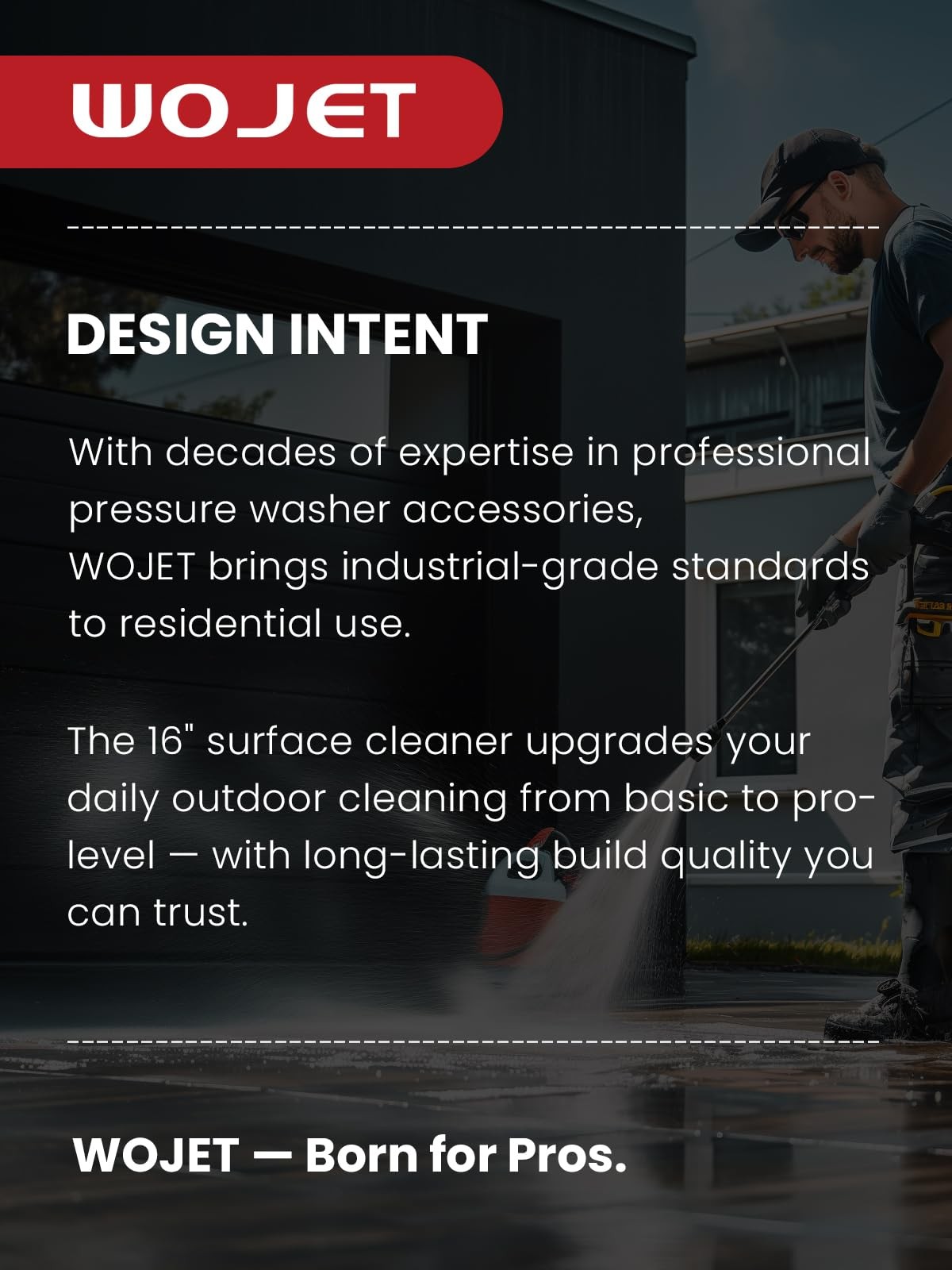 WOJET 16″ Stainless Steel Pressure Washer Surface Cleaner, Professional Power…