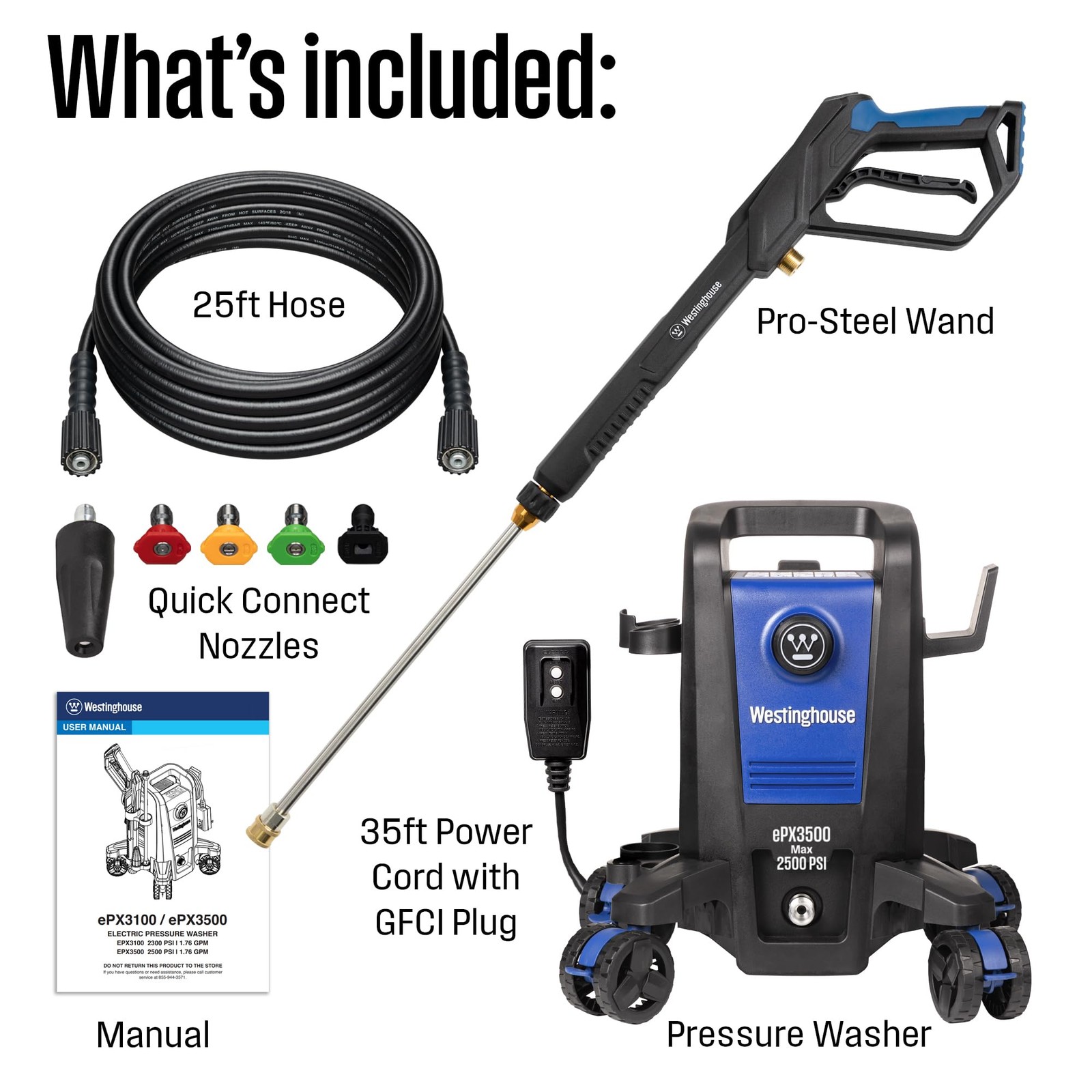 Electric Pressure Washer 2500 PSI 1.76 GPM AntiTipping Portable HeavyDuty 5 No