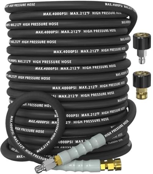 Pressure Washer Hose 4000 PSI – Kink Resistant Steel Braided Layer & 100FT Black