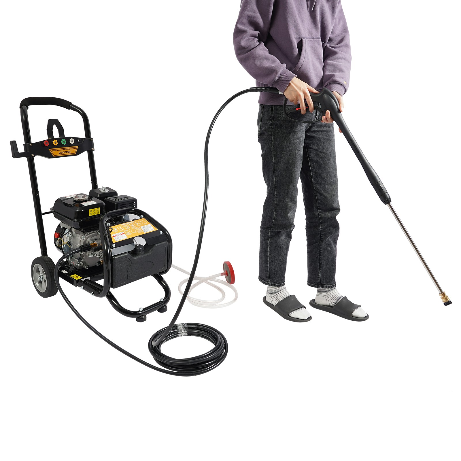 2200PSI Gasoline High Pressure Washer 7HP Gasoline Manual Washer w/ Hose 3400RPM