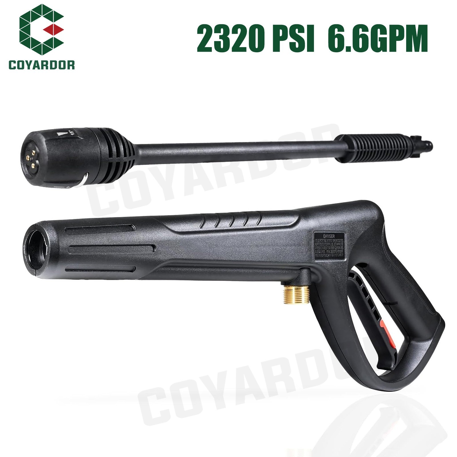 COYARDOR 2320 psi Pressure Washer Gun Extension Wand with 3-Pattern Nozzle