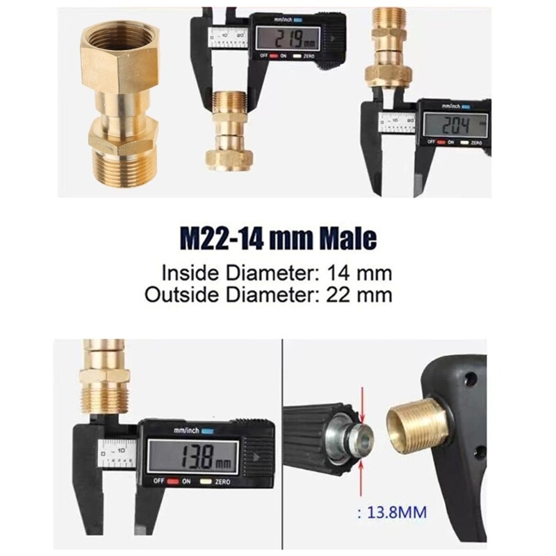 2 Pcs Pressure Washer Adapter M22 14mm Joint Connector Easy to Install