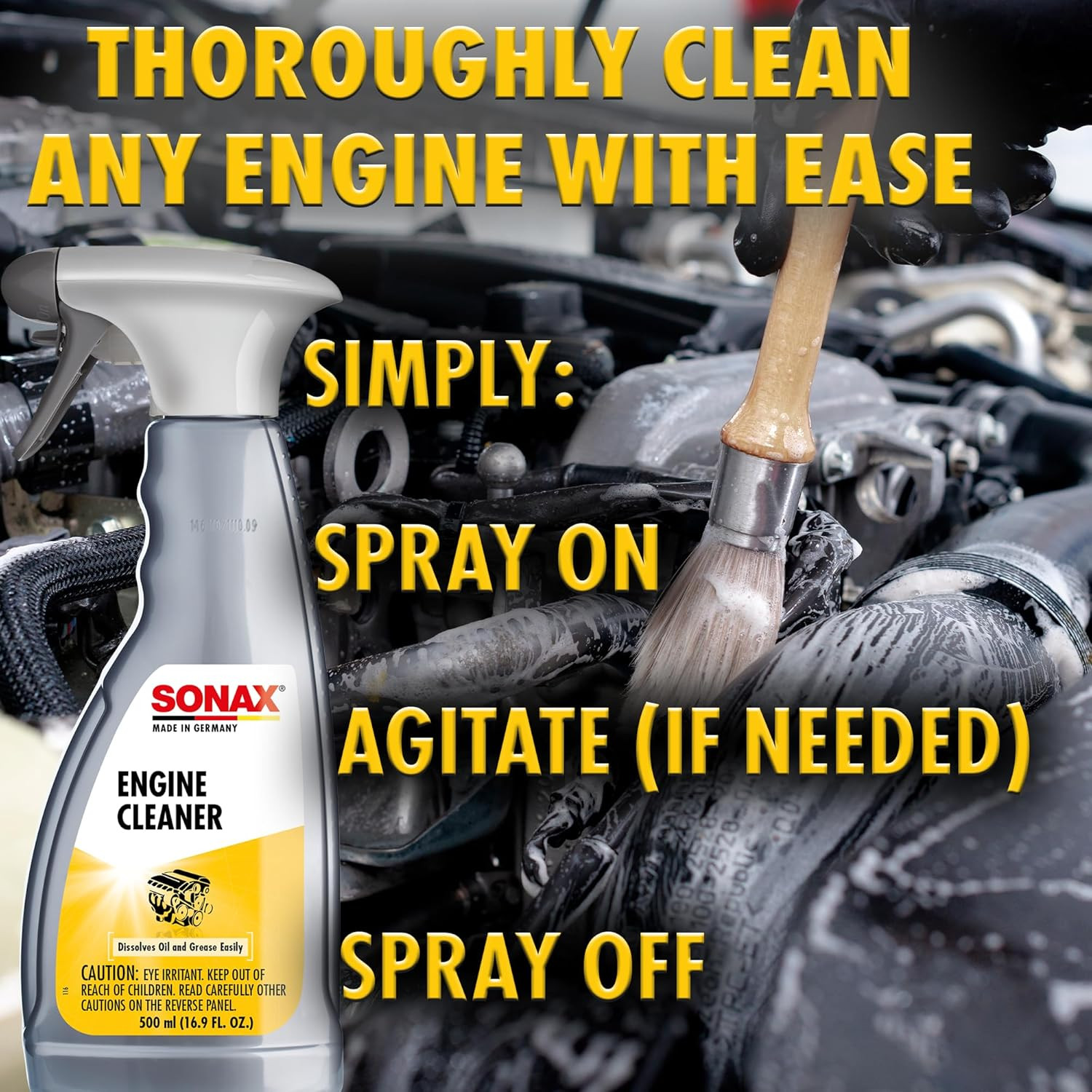 SONAX Engine Cleaner & Degreaser, Powerful Oil/Grease Remover, 500ml – 543200
