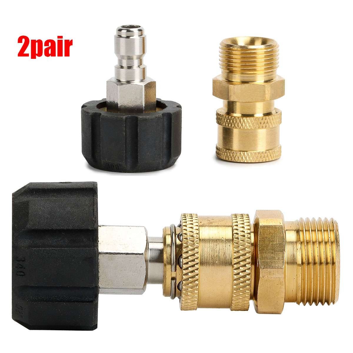 Pressure Washer Adapter, M22-14mm to 1/4″ Quick Connect Fittings Kit (2 Pairs)
