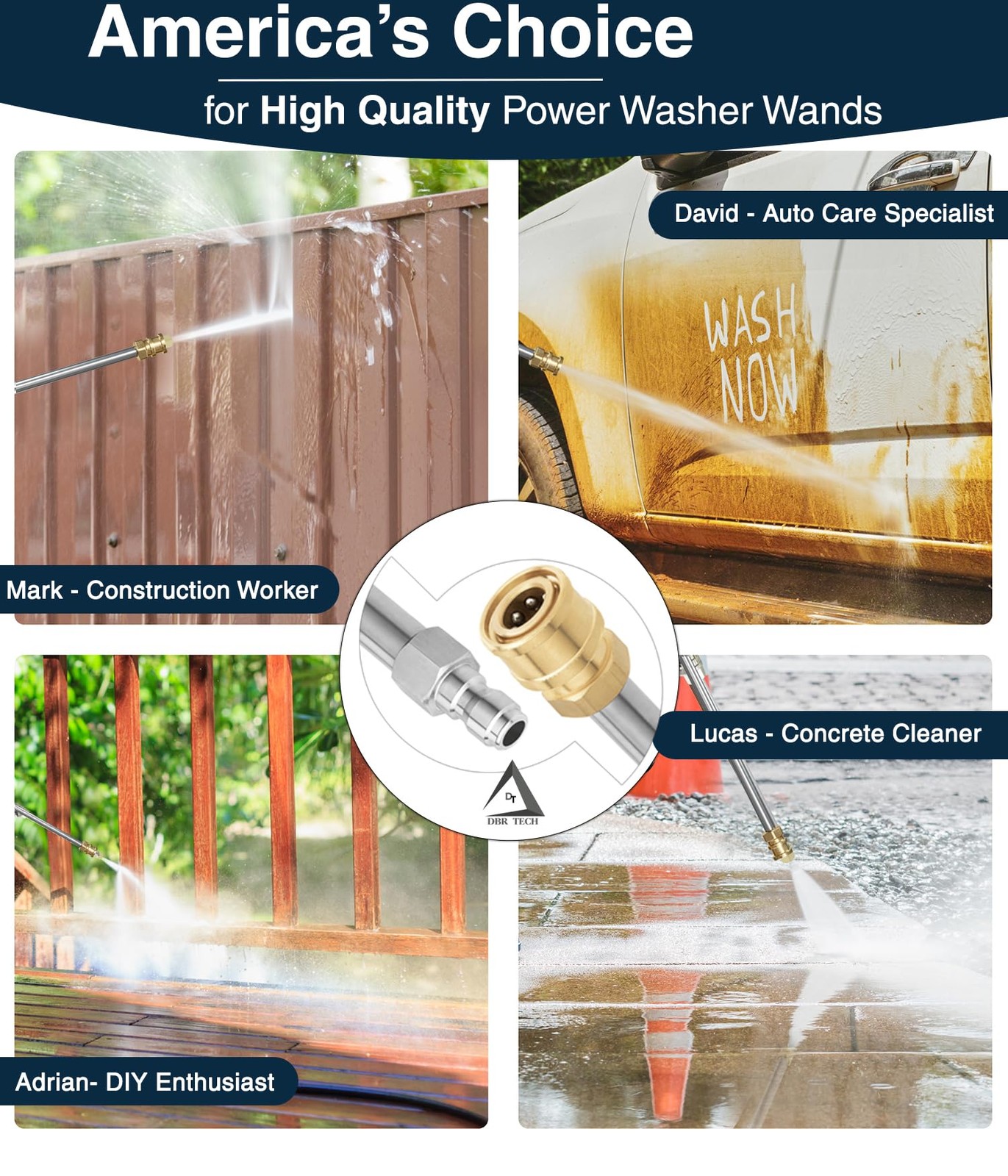 2 Pack 17 Inch Stainless Steel Pressure Washer Extension Wand 1/4″ Quick Connect