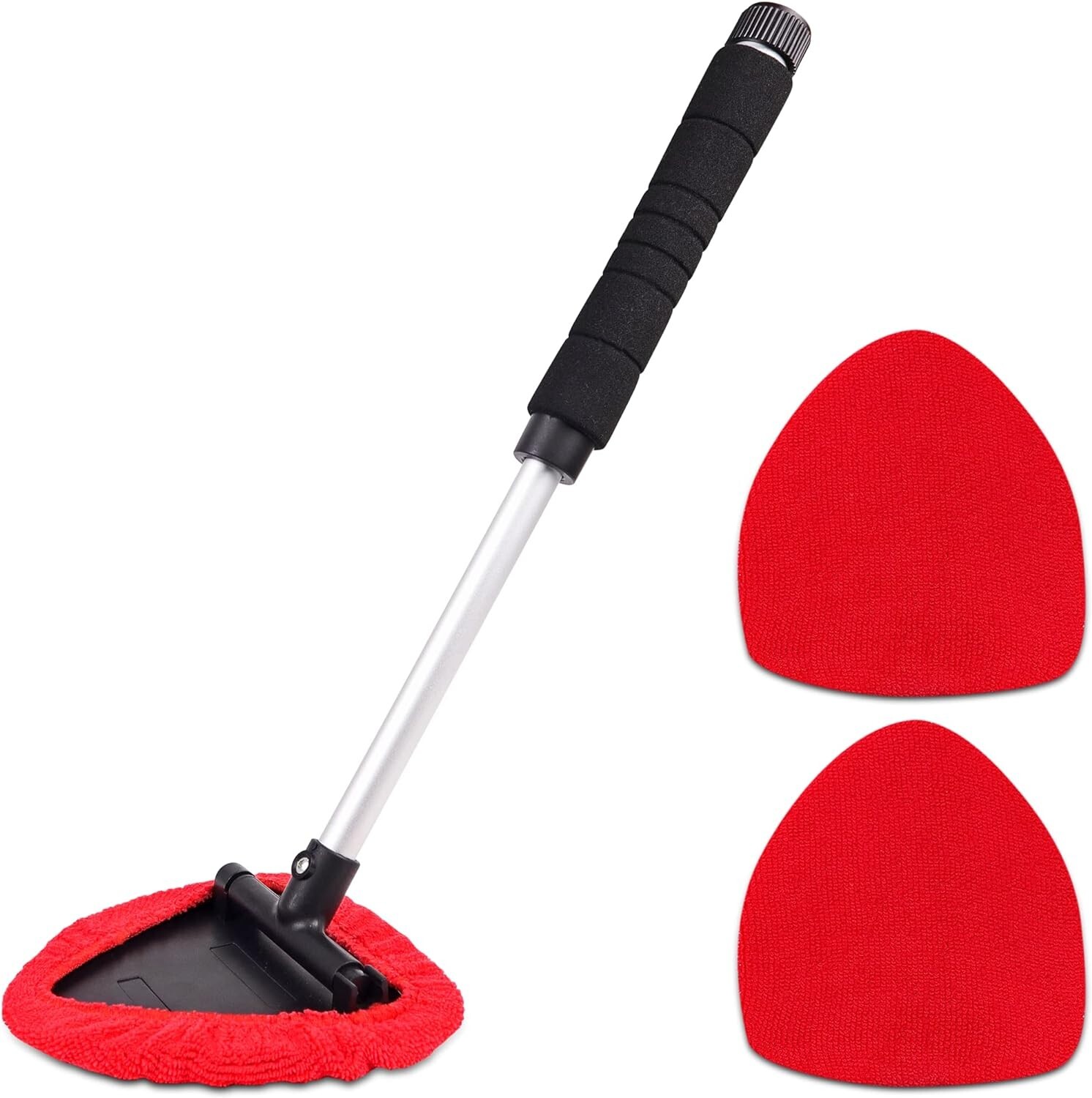 TAKAVU Windshield Window Cleaner Tool, Extendable Long-Reach Black & Red