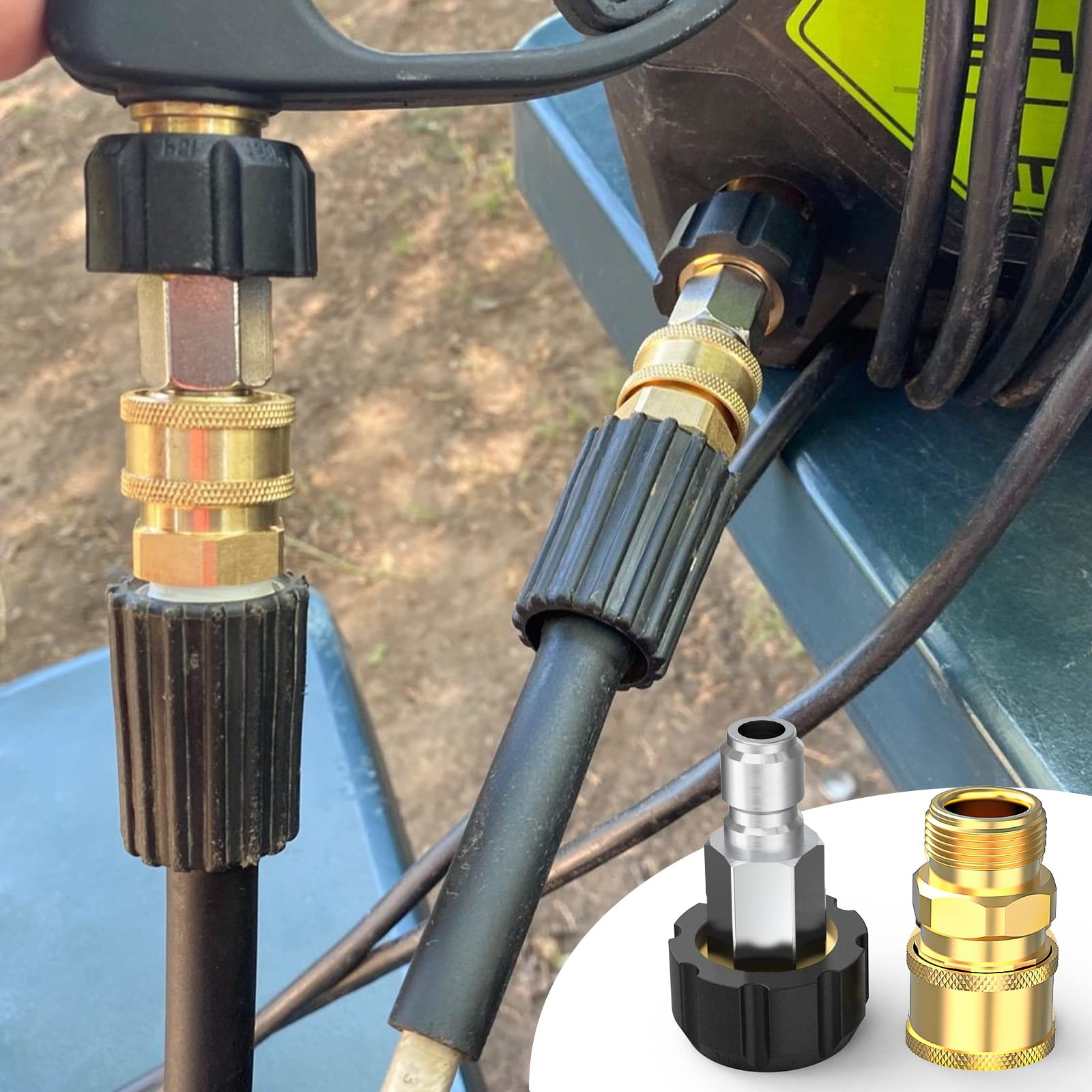 Twinkle Star Pressure Washer Quick Connect Fittings, M22 14mm to 3/8 Inch Pre…