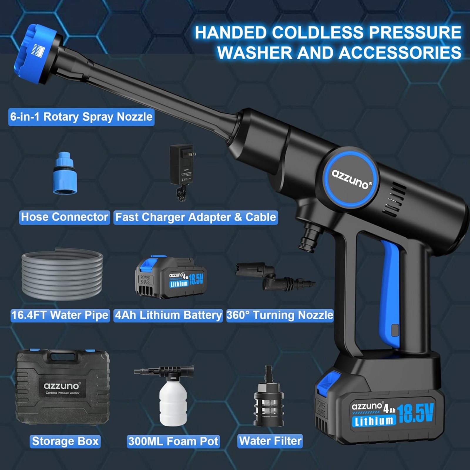 Cordless Electric High Pressure Water Spray Car Gun 850PSI Portable Washer Clean