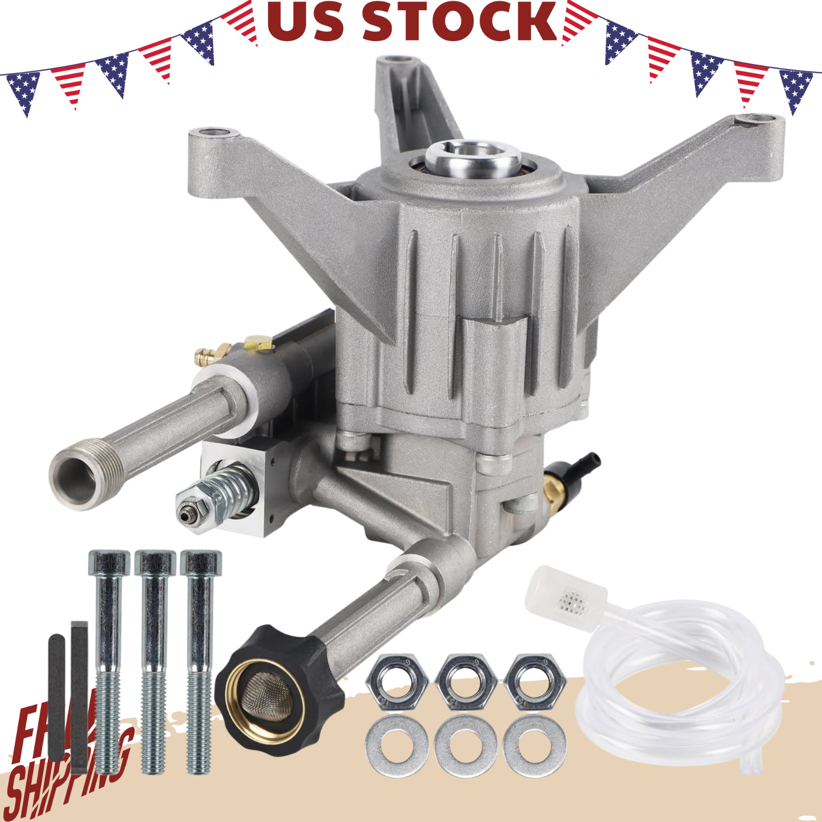 NEW Pressure Washer Pump 7/8″ Shaft Vertical Plunger 3400 PSI 2.5 GPM Front Inle