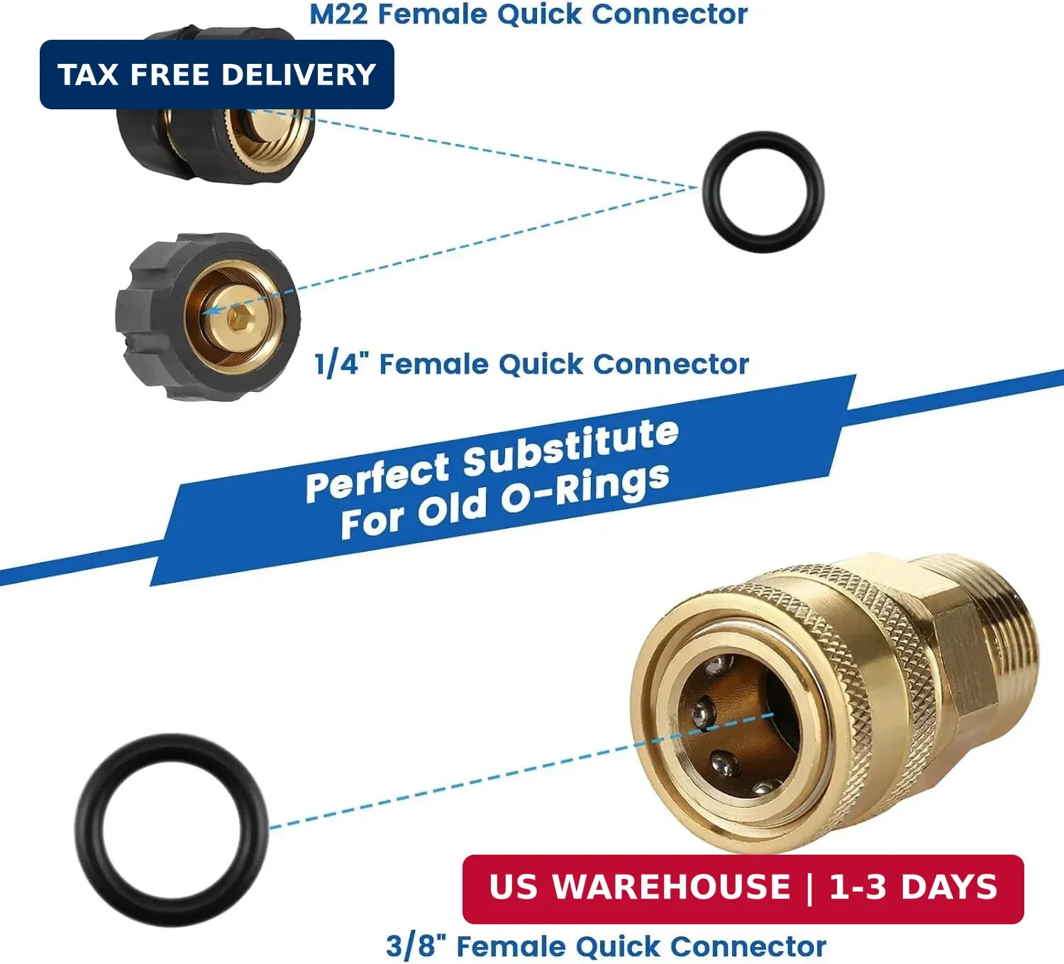 80 Pcs Pressure Washer O-Rings for 1/4″, 3/8″ Quick Couplers, High Temperature R